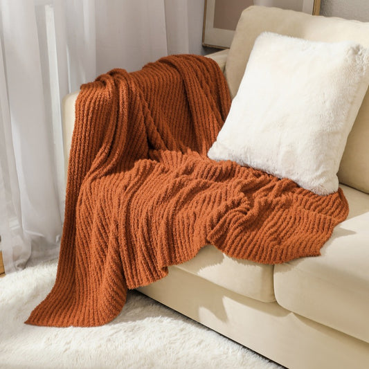 Cozy Rib Knitted Fleece Throws and Blankets