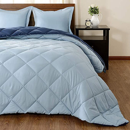 Solid Color Patchwork Winter Comforter Set