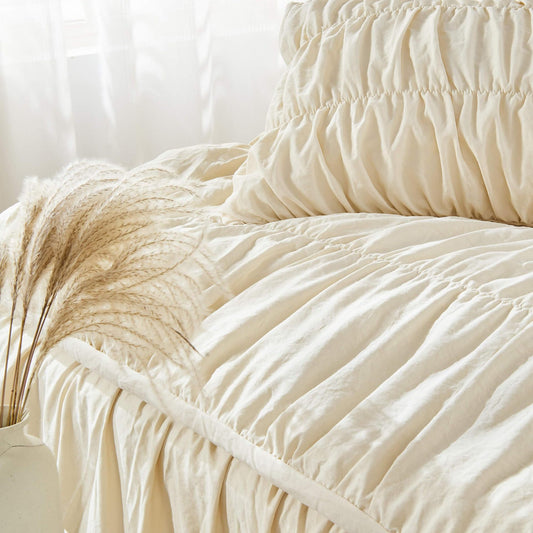Wrinkled Wheat-colored Fluffy Comforter Sets