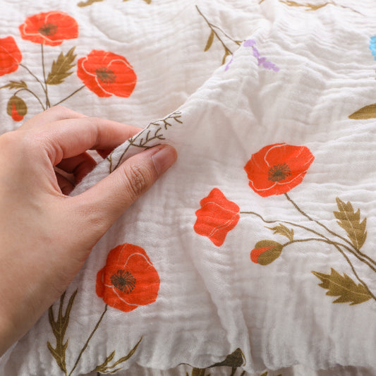 Floral Printed Muslin Flannel Blankets