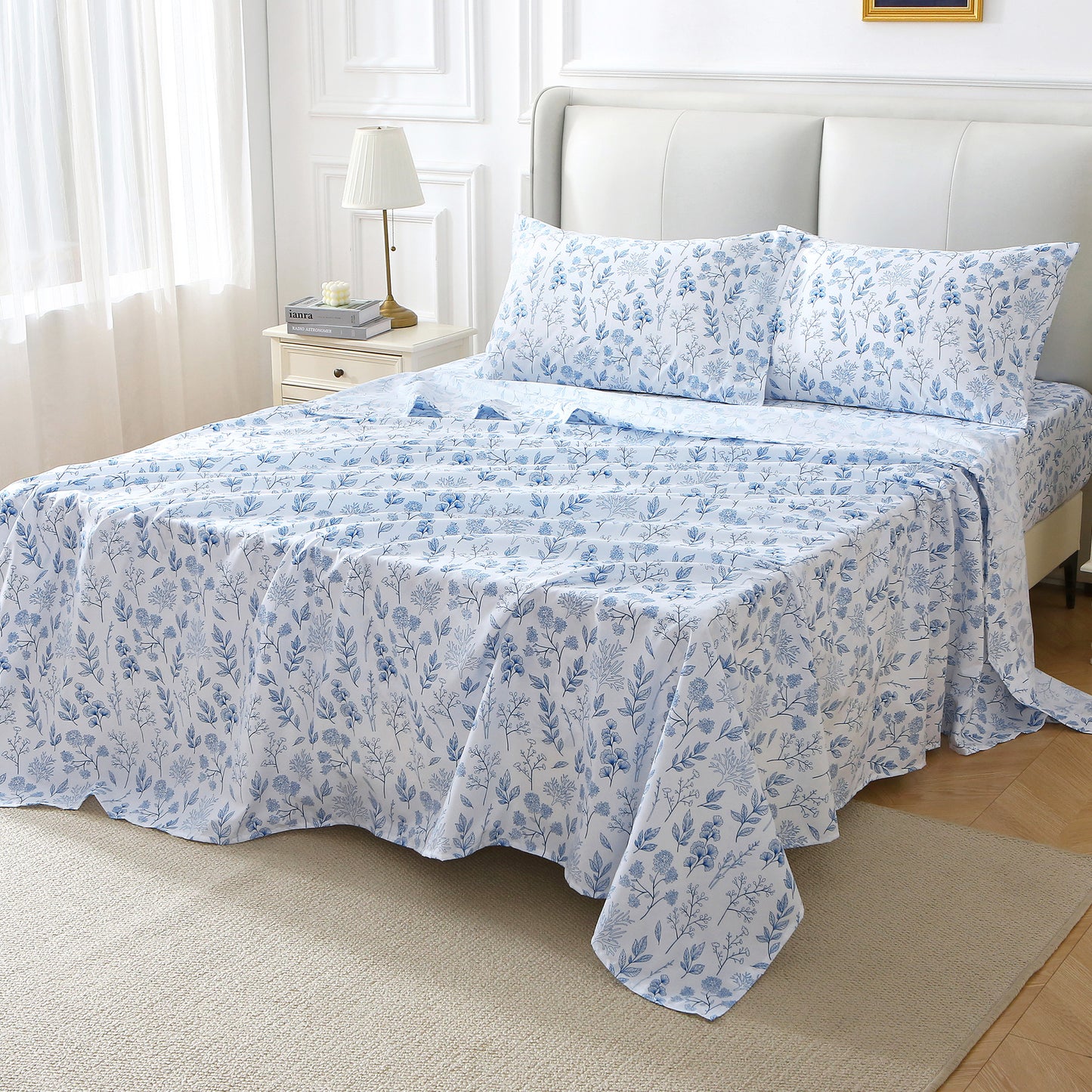 Deep Pocket 16" White 4 Piece Bed Sheets Set