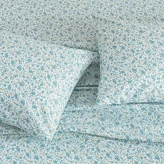 Cotton Plant Leaves Floral Printed Bed Sheets Set