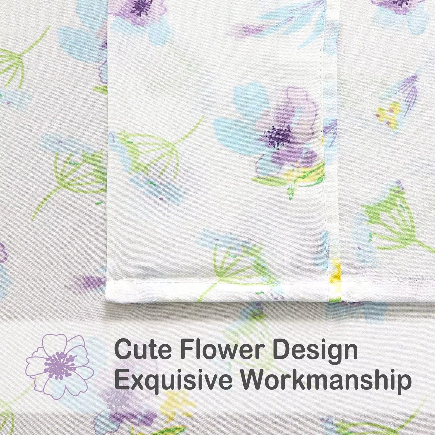 15'' Deep Pocket Blue Dandelion Printed Bed Sheets Set