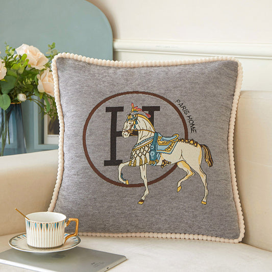 Jacquard Horse Chenille Sofa Cushion