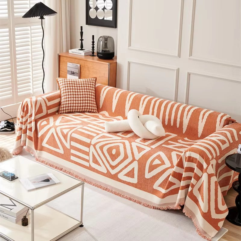 Bohemian Style Chenille Throw Blanket
