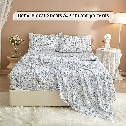 Luxury 3 Piece Floral Printed Sheet Set