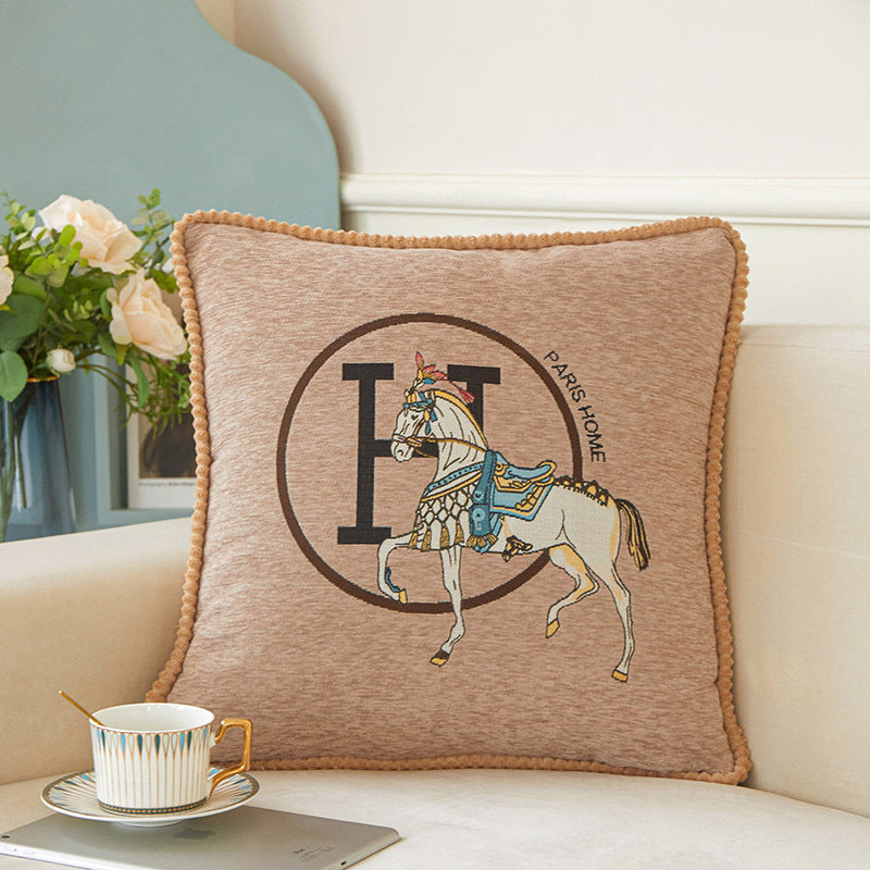 Jacquard Horse Chenille Sofa Cushion