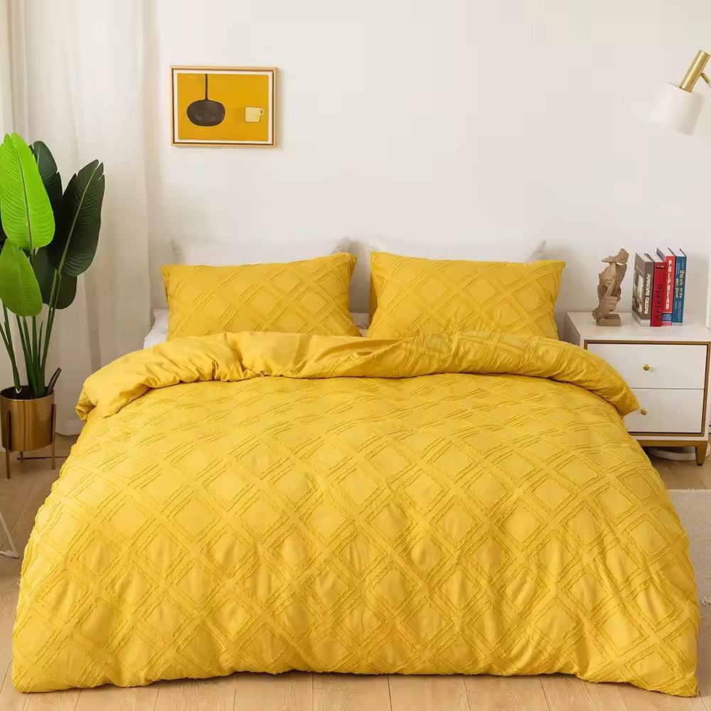 All Seasons 3PC Embroidered Jacquard Tufted Quilt Sets