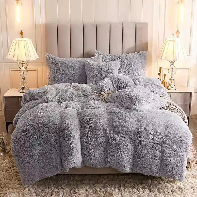 Plush Rainbow Color Fluffy Comforter Sets