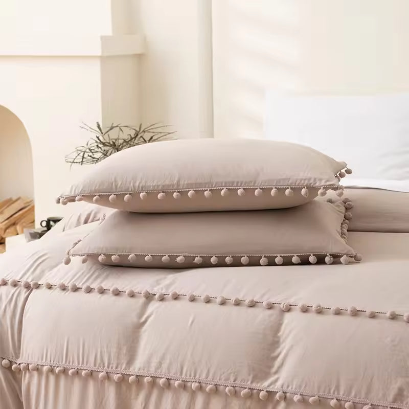 Solid Color Bohemian Style Three Piece Polyester Comforter Sets