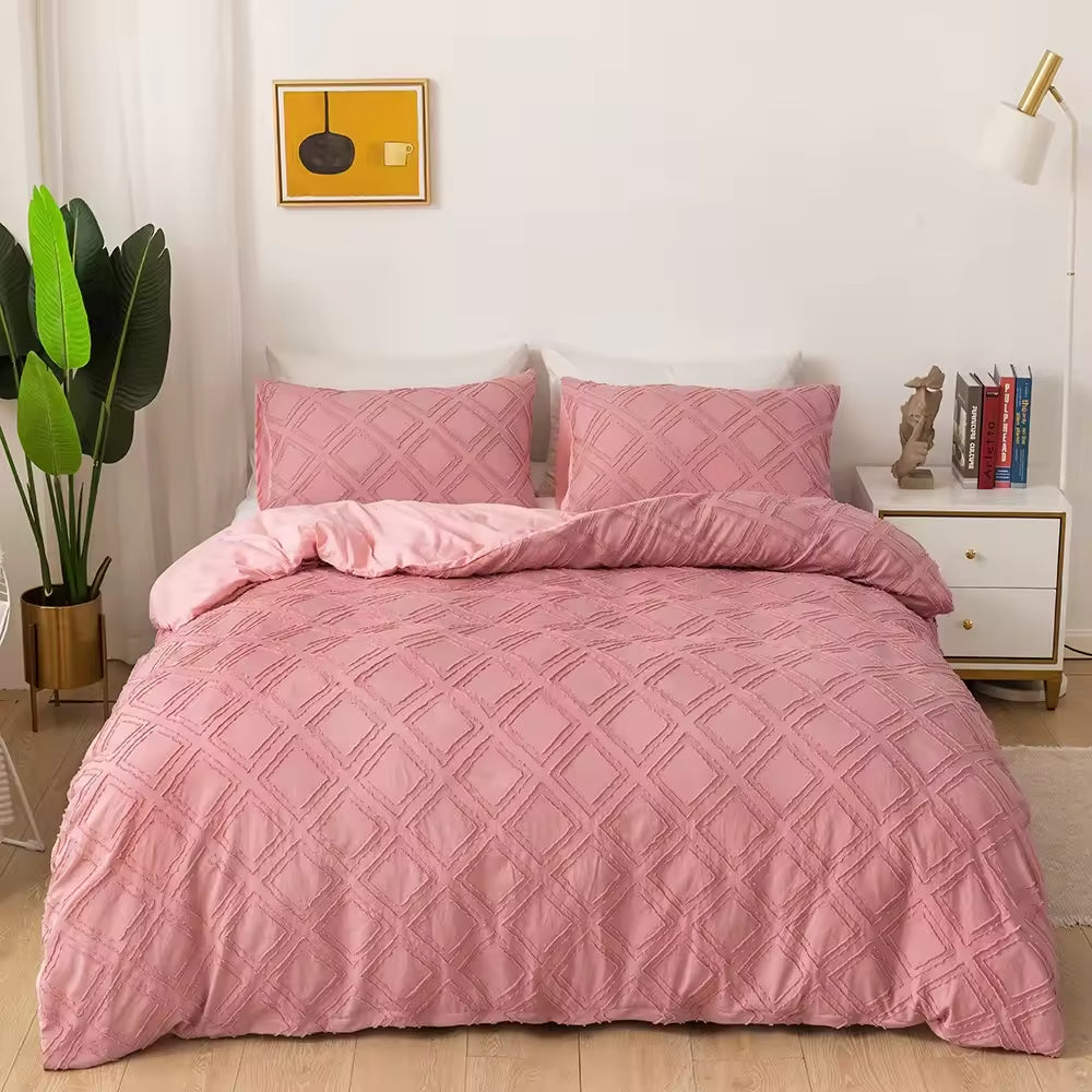 All Seasons 3PC Embroidered Jacquard Tufted Quilt Sets