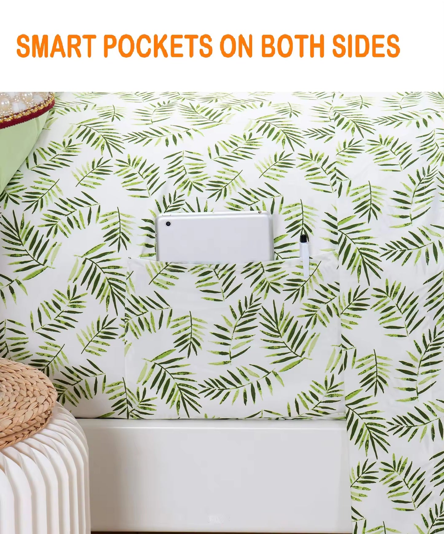 Soft Double Matte 6-piece Palm Leaves Patterns Bed Sheets Set