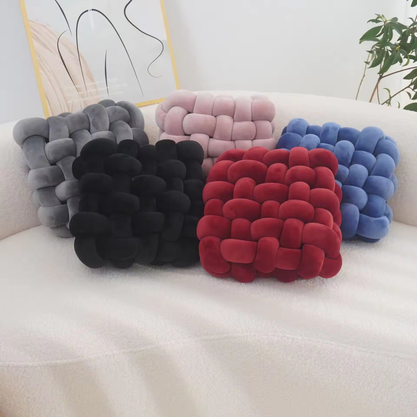 Square Woven Sofa Back Plush Decorative Pillows & Cushions