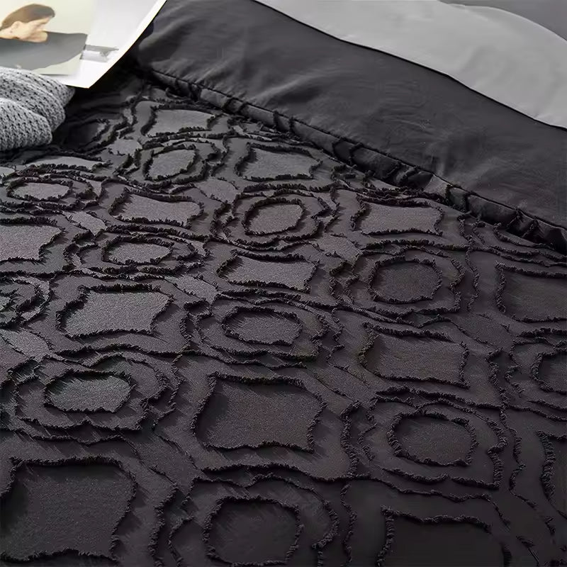 Plucked Three Piece Pure Cotton Textured Comforter Sets