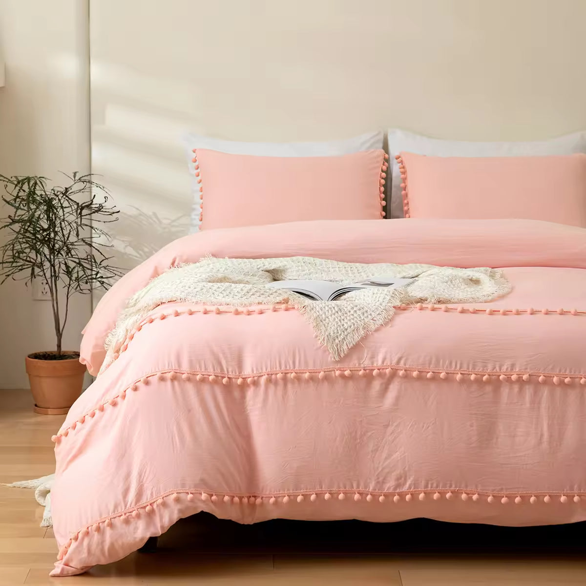 Solid Color Bohemian Style Three Piece Polyester Comforter Sets