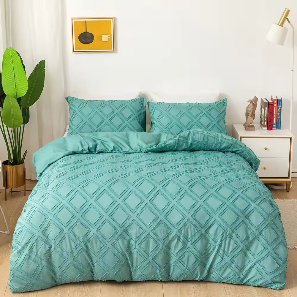 All Seasons 3PC Embroidered Jacquard Tufted Quilt Sets