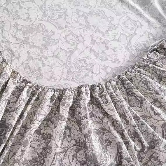 Cotton Plant Leaves Floral Printed Bed Sheets Set