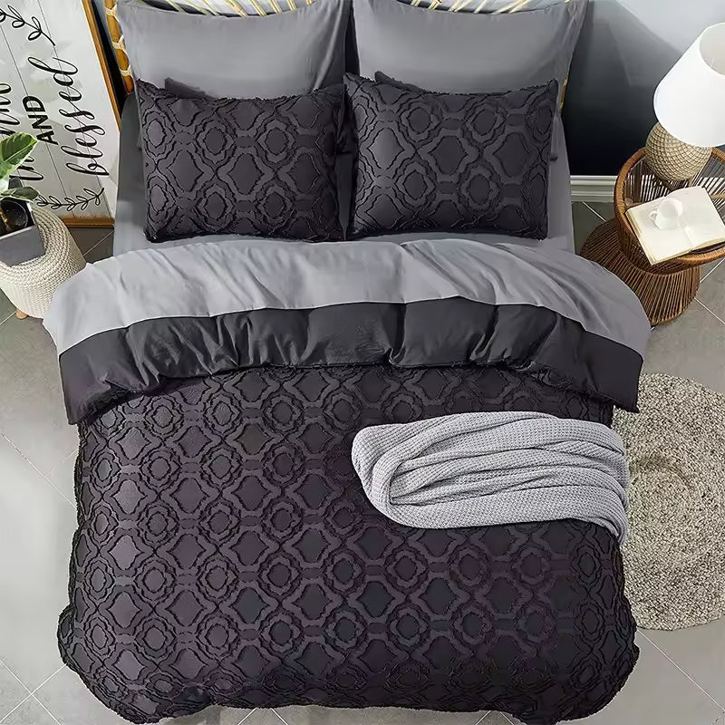 Plucked Three Piece Pure Cotton Textured Comforter Sets