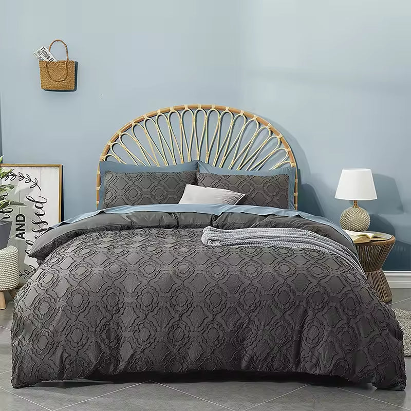 Plucked Three Piece Pure Cotton Textured Comforter Sets
