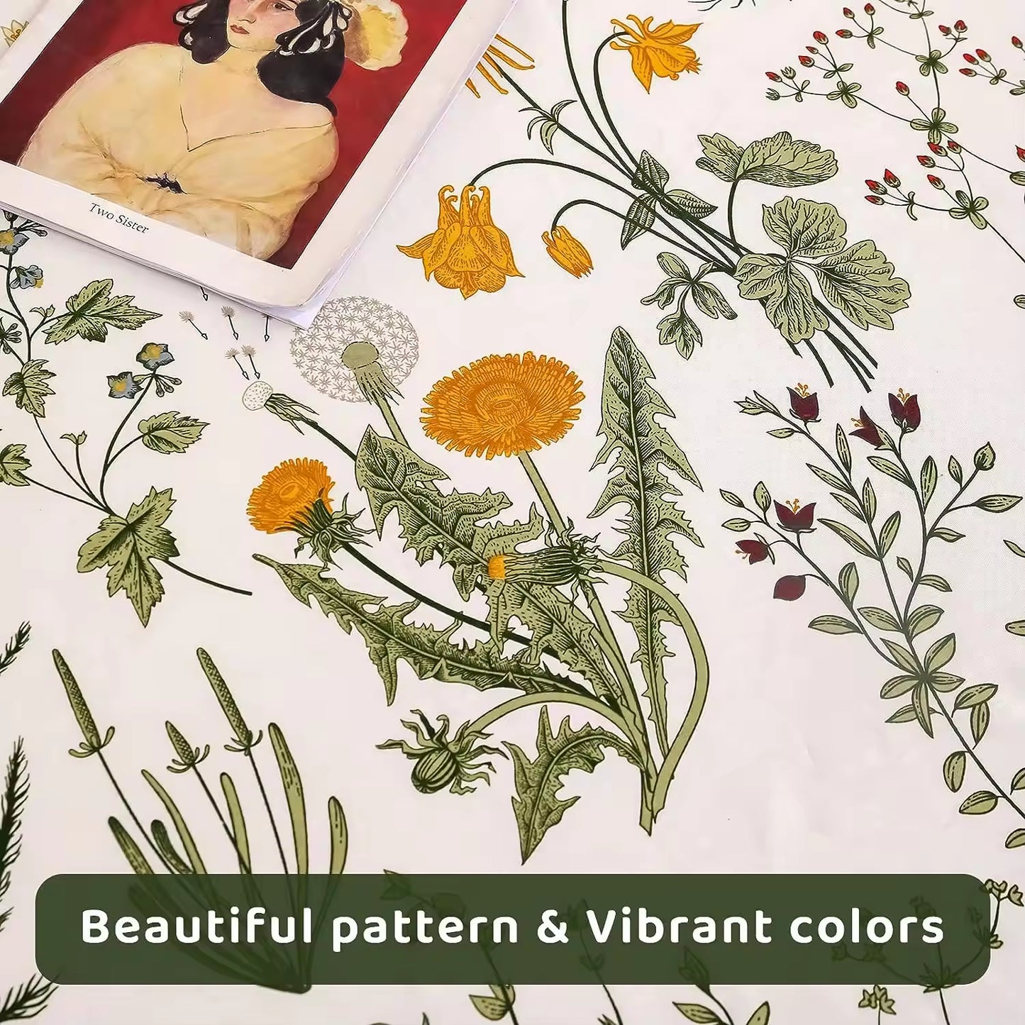 Yellow Flowers & Sage Leave Plant Pattern Bed Sheet Set