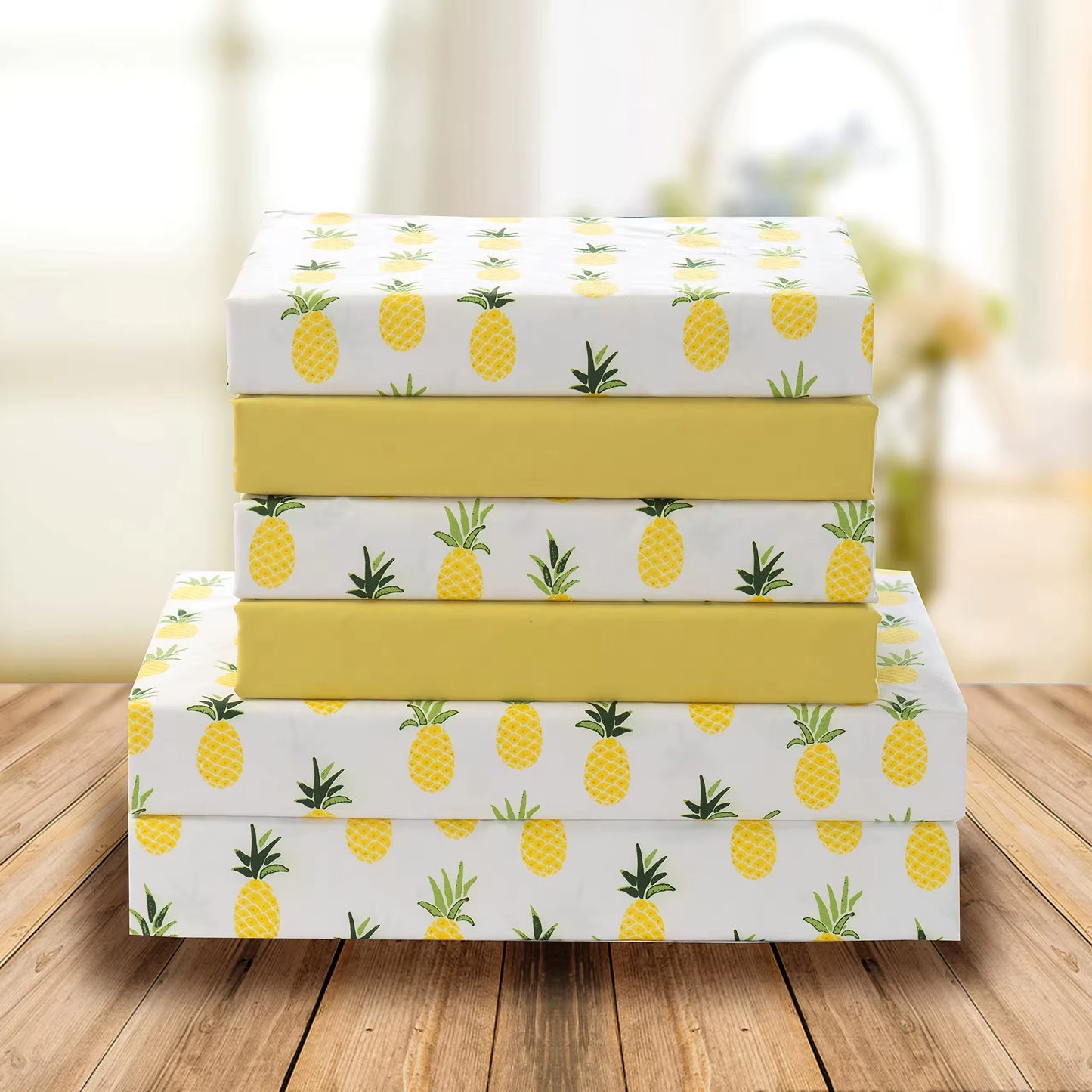 Soft Double Matte 6-piece Palm Leaves Patterns Bed Sheets Set