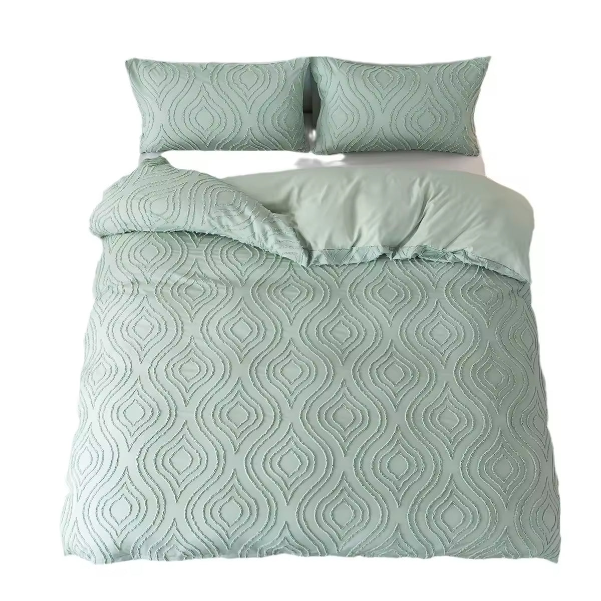 Striped Wave Solid Color Textured Fabric Comforter Sets