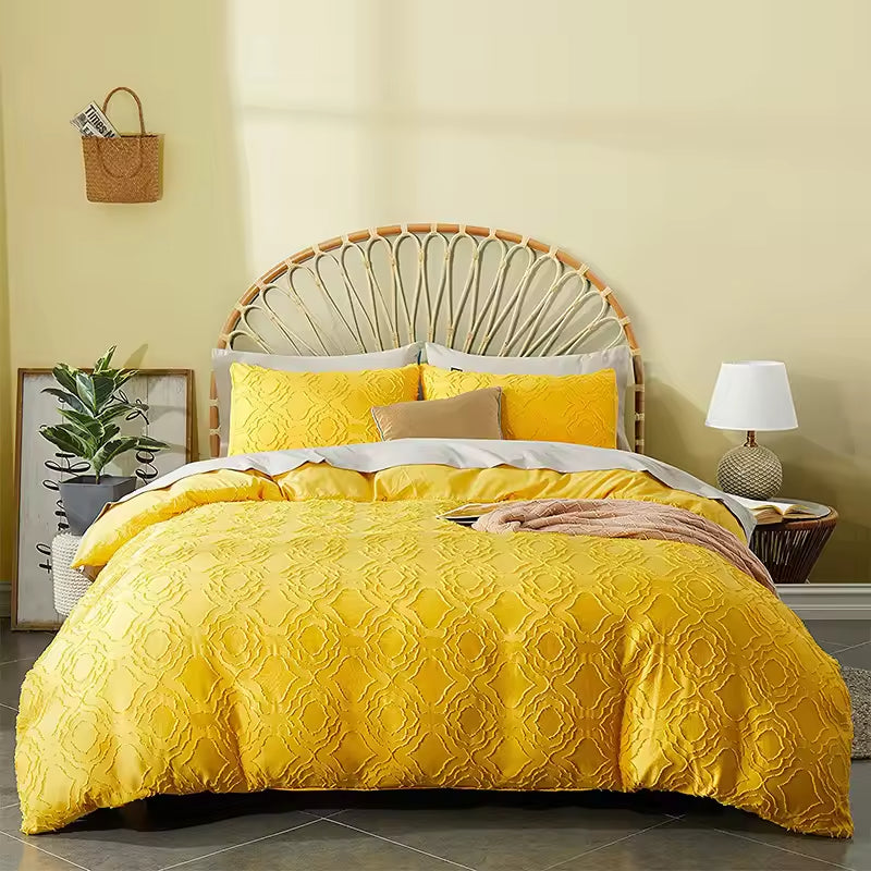 Plucked Three Piece Pure Cotton Textured Comforter Sets