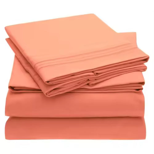 Custom Solid Color Printed Microfiber Bed Sheets Set