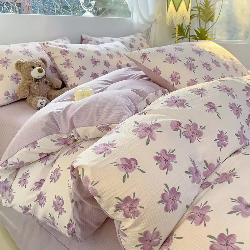 Cute Jacquard Washed Bubble Gauze Comforter Sets
