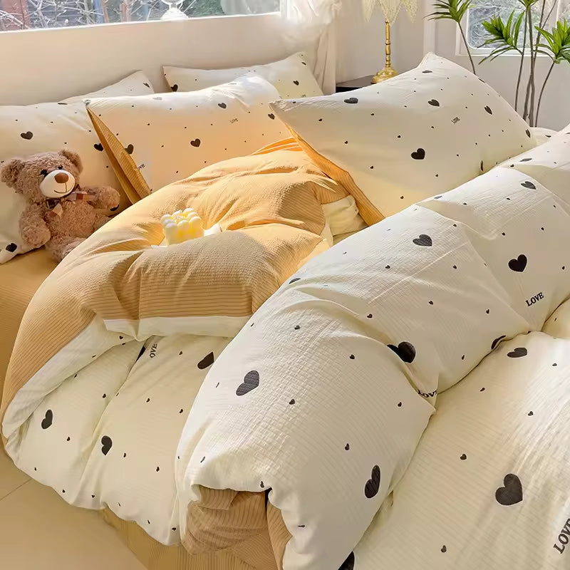 Cute Jacquard Washed Bubble Gauze Comforter Sets