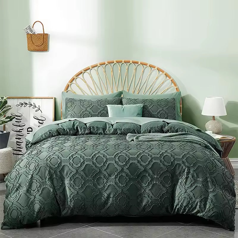 Plucked Three Piece Pure Cotton Textured Comforter Sets