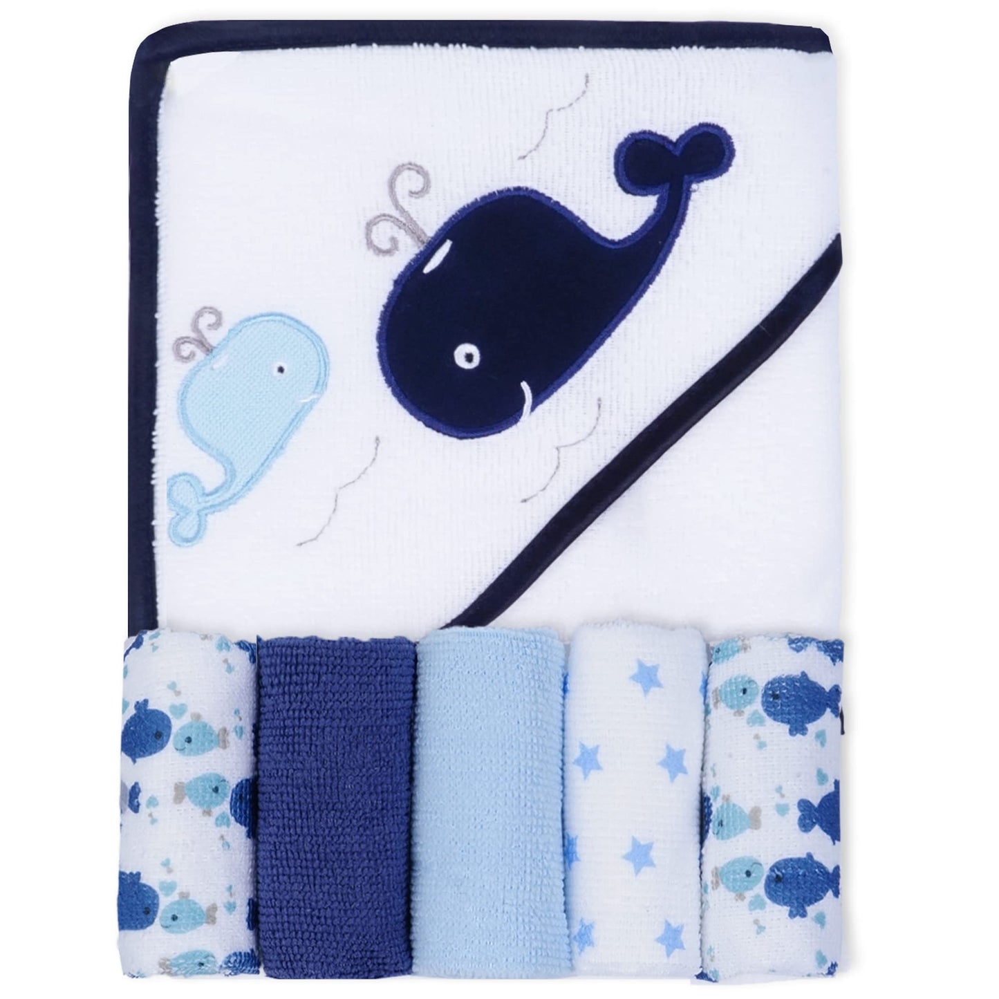 6 Piece Baby Hooded Towel and Washcloth Set