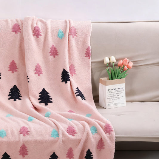 Christmas Tree Cozy Knitted Fleece Throw