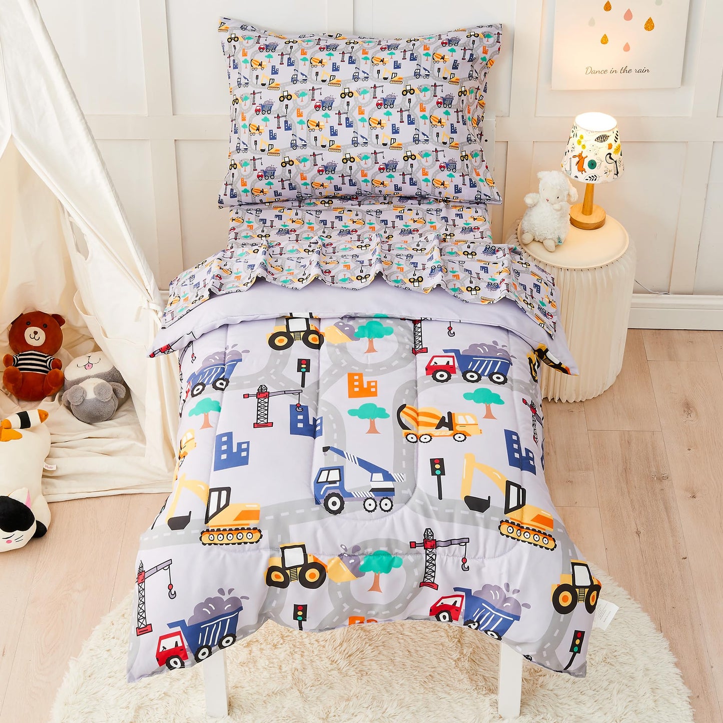 Butterfly Toddler Bedding Set for Girls, 4 Piece Bed-in-a-Bag Toddler Comforter Sets, Super Soft Comforter Sheet Set and Comfortable Microfiber Toddler Bed Set