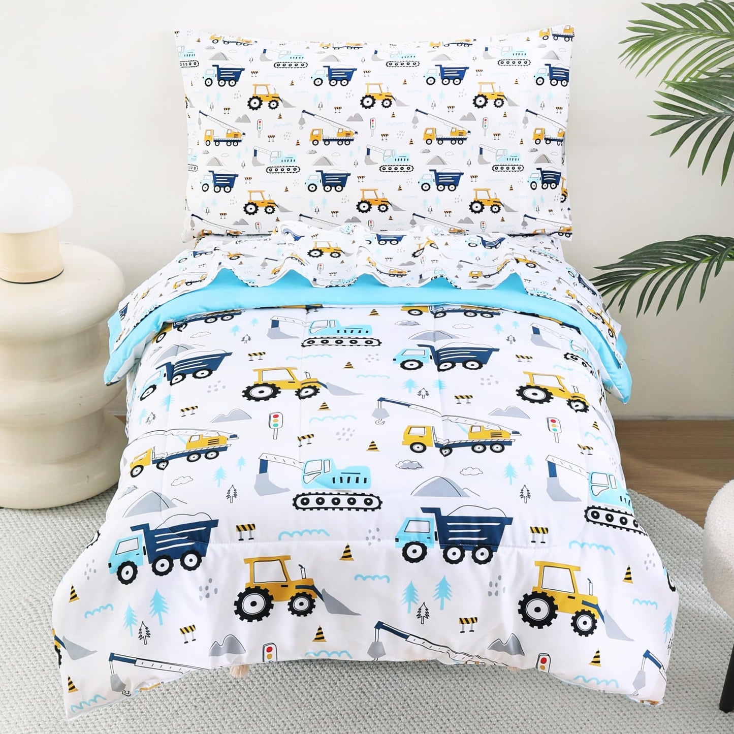 Butterfly Toddler Bedding Set for Girls, 4 Piece Bed-in-a-Bag Toddler Comforter Sets, Super Soft Comforter Sheet Set and Comfortable Microfiber Toddler Bed Set