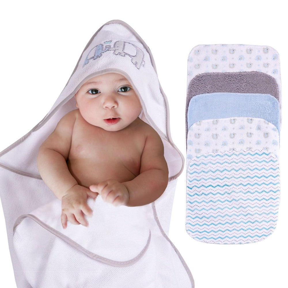 6 Piece Baby Hooded Towel and Washcloth Set