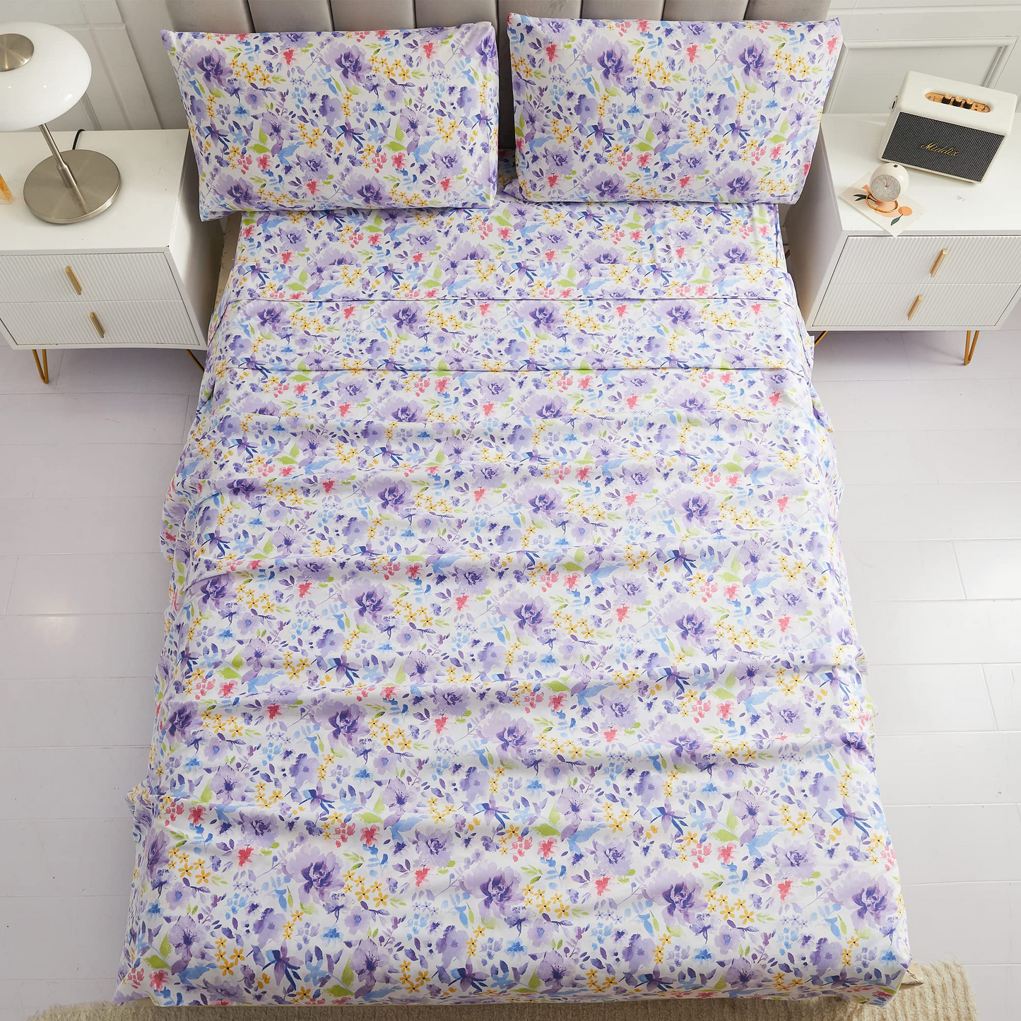 Floral Soft Breathable Microfiber Printed Bed Sheet Set