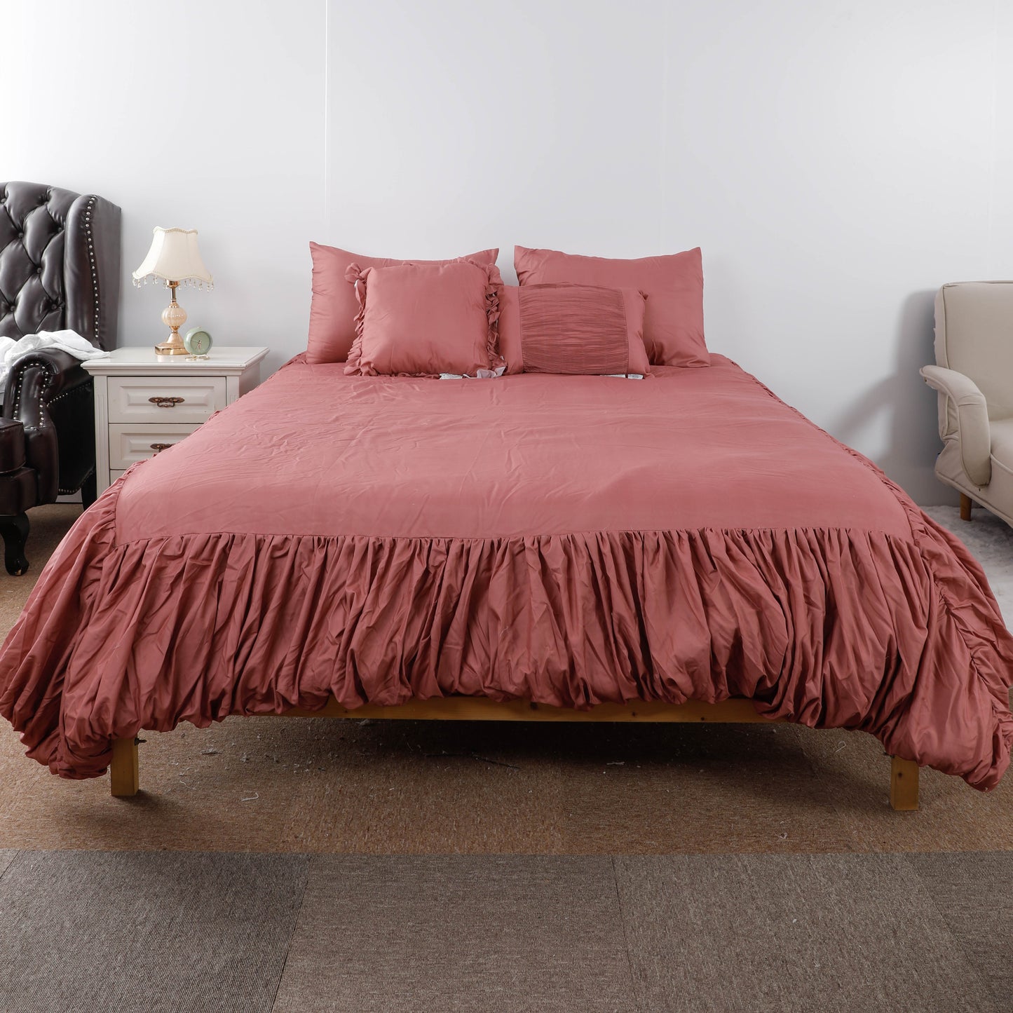 Burgundy Ruffled Comforter Sets