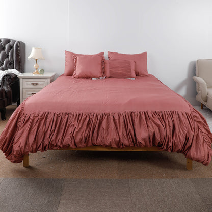 Burgundy Ruffled Comforter Sets