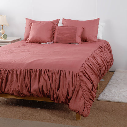 Burgundy Ruffled Comforter Sets