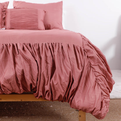 Burgundy Ruffled Comforter Sets