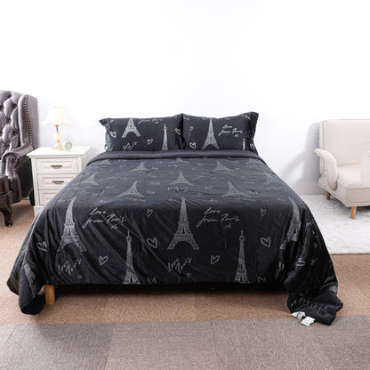 Black Eiffel Tower Print Comforter Sets