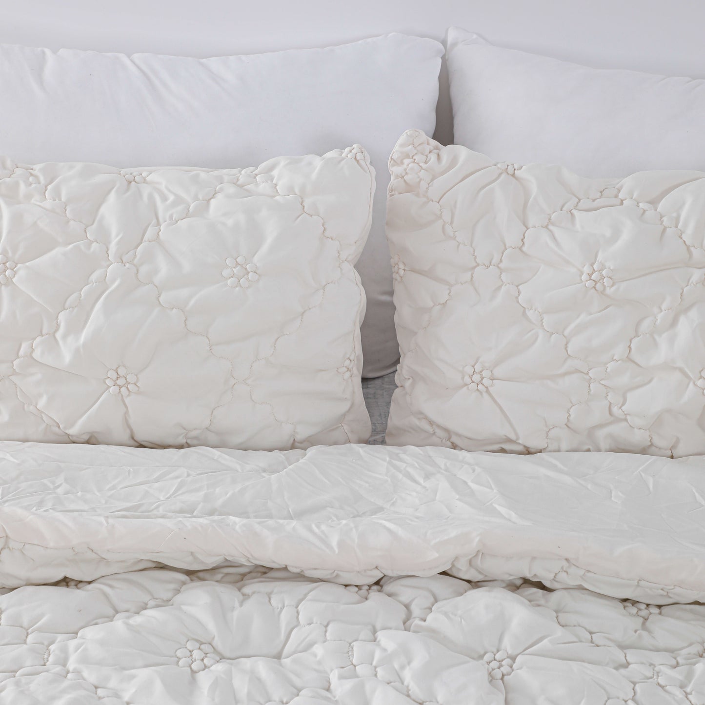 Ruched Floral Comforter Sets