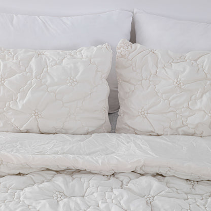 Ruched Floral Comforter Sets