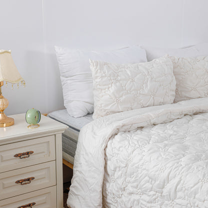 Ruched Floral Comforter Sets