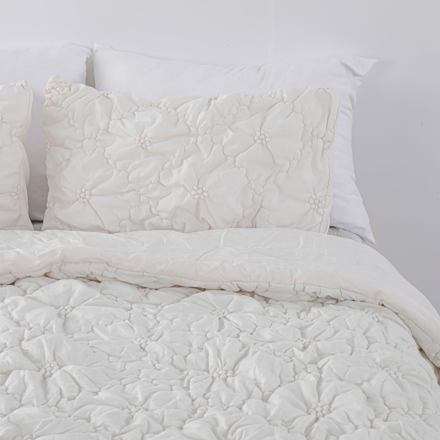 Ruched Floral Comforter Sets