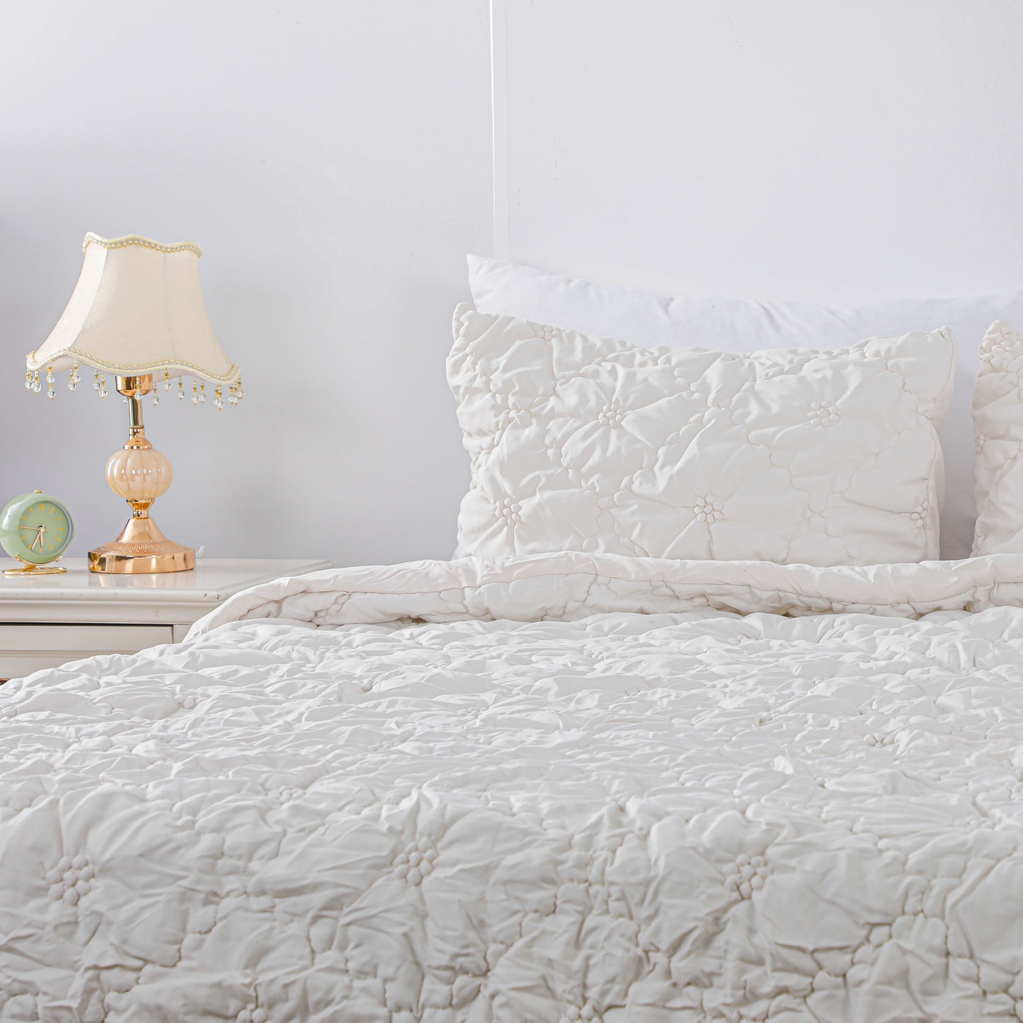 Ruched Floral Comforter Sets