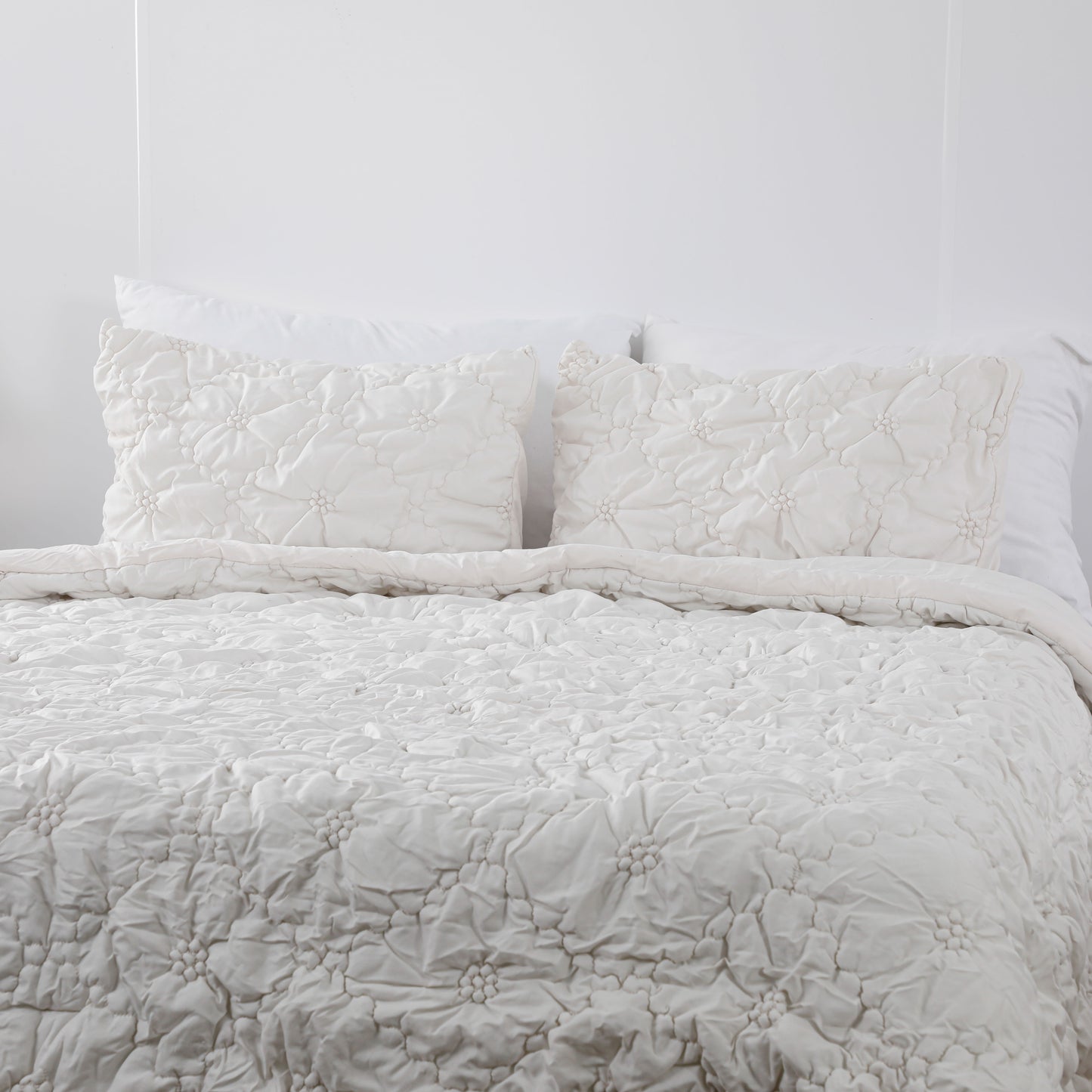 Ruched Floral Comforter Sets