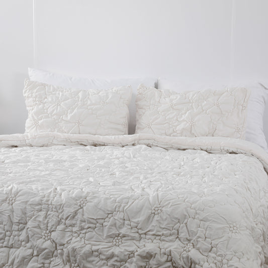 Ruched Floral Comforter Sets