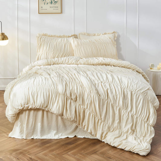 Wrinkled Wheat-colored Fluffy Comforter Sets